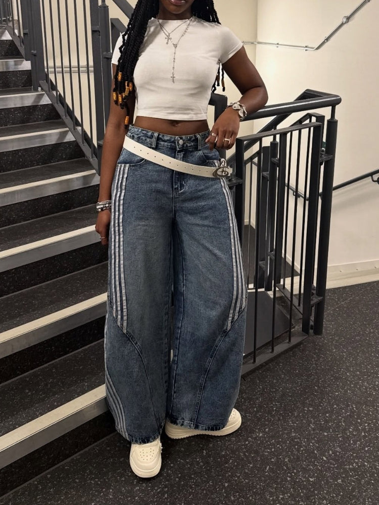 DCRB Striped Barrel Denim Jeans