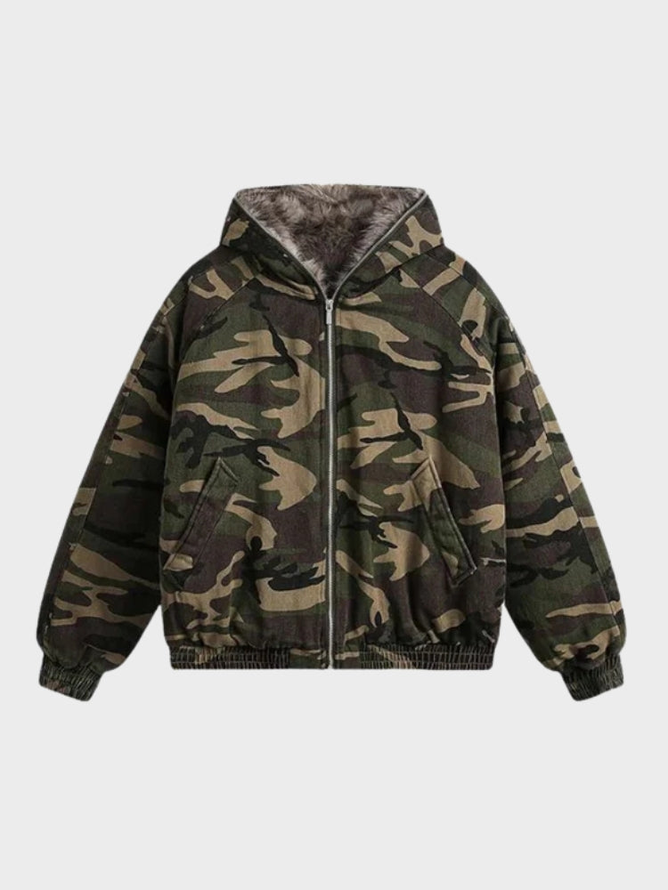 DCRB Camo Zipper with Fur Hoodie