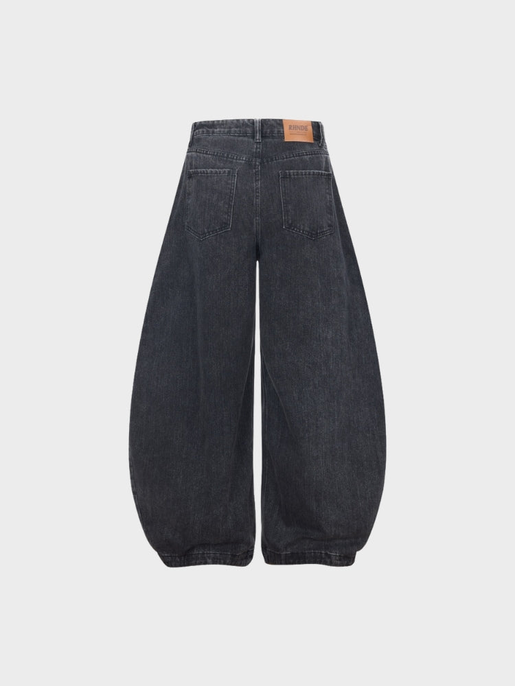 DCRB Black Washed Pleated Denim Jeans