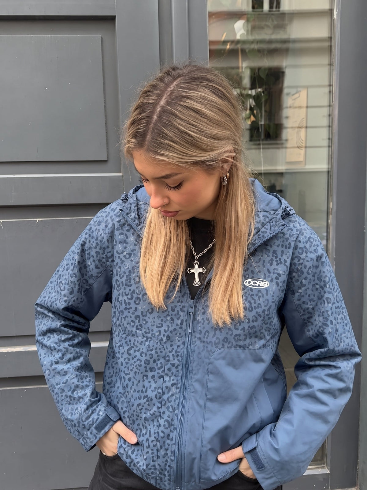 DCRB Beige Water Reactive Cheetah Rain Jacket