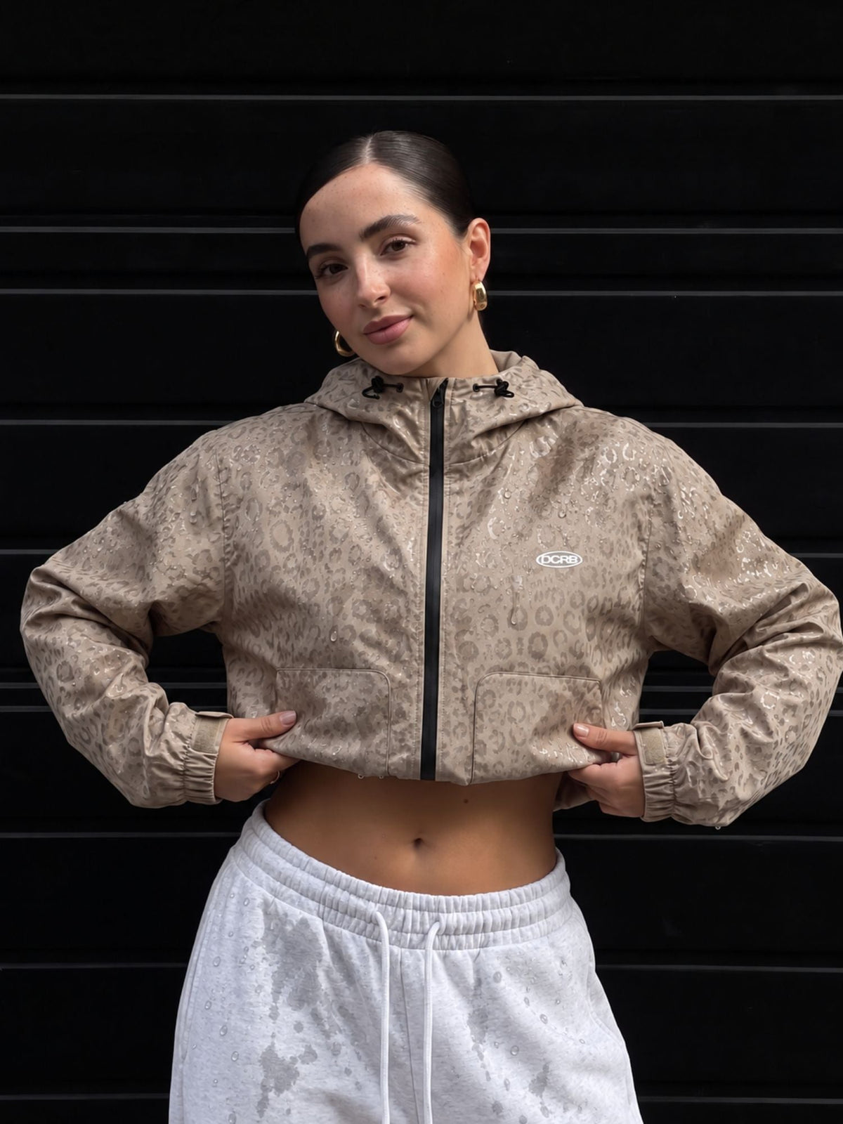 DCRB Beige Water Reactive Cheetah Rain Jacket