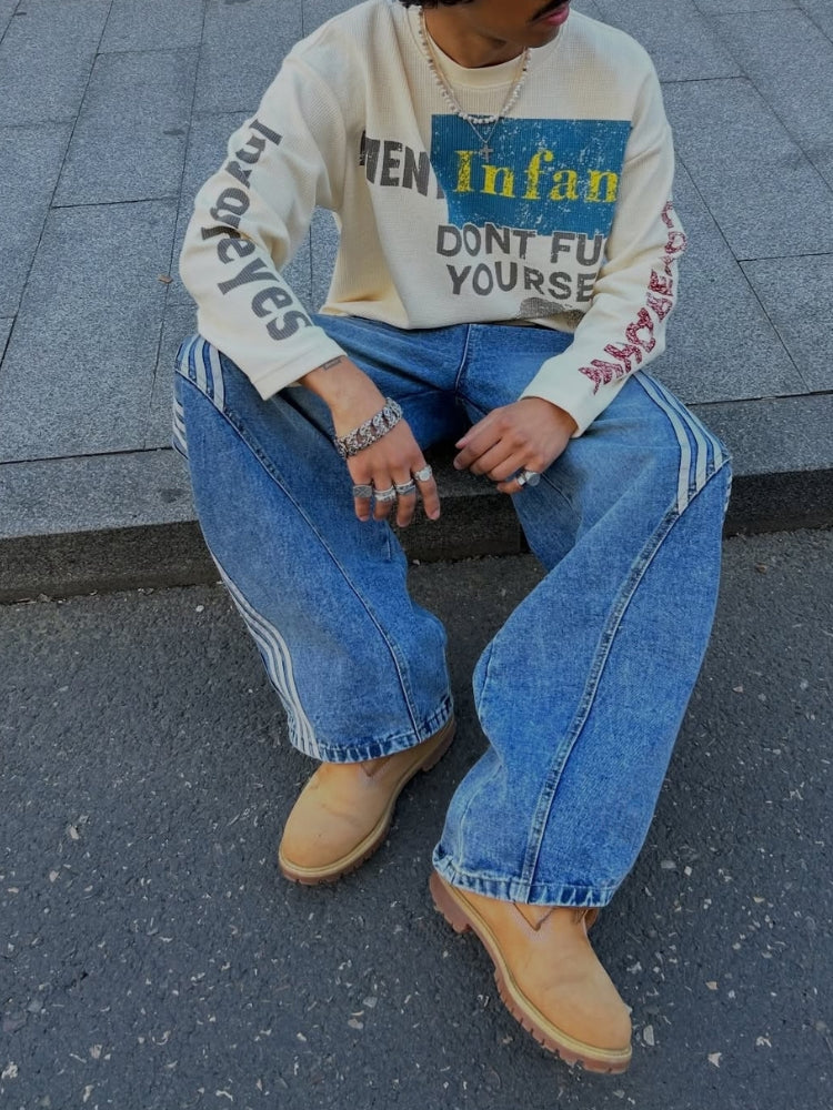 DCRB Striped Barrel Denim Jeans