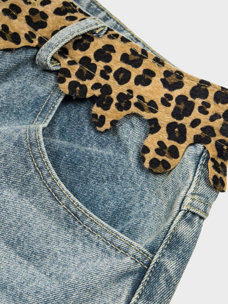 DCRB Ripped Leopard Denim Jorts