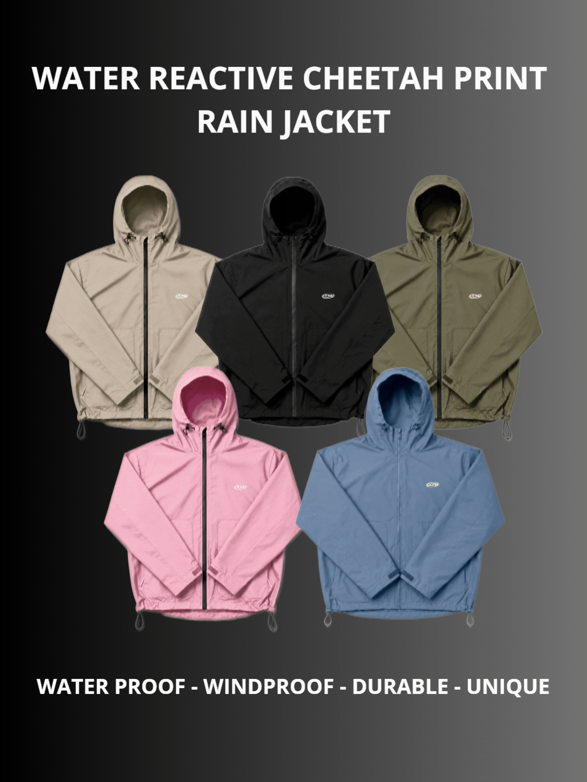 DCRB Blue Water Reactive Cheetah Rain Jacket