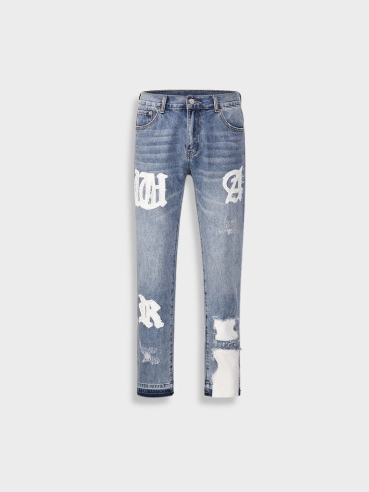 Pleated Flared Jeans Retro Cat Whisker Texture