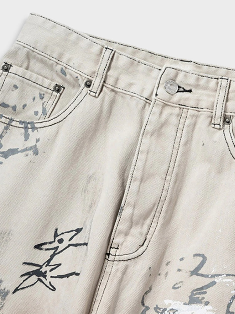 Hand Painted Graffiti Baggy Jeans
