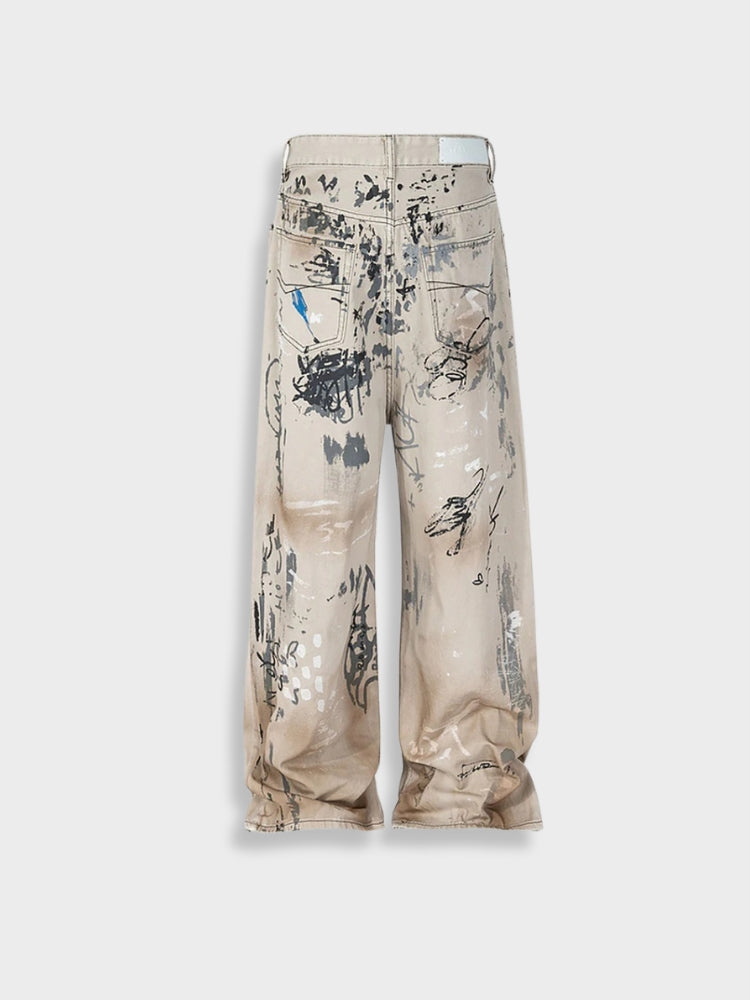 Hand Painted Graffiti Baggy Jeans
