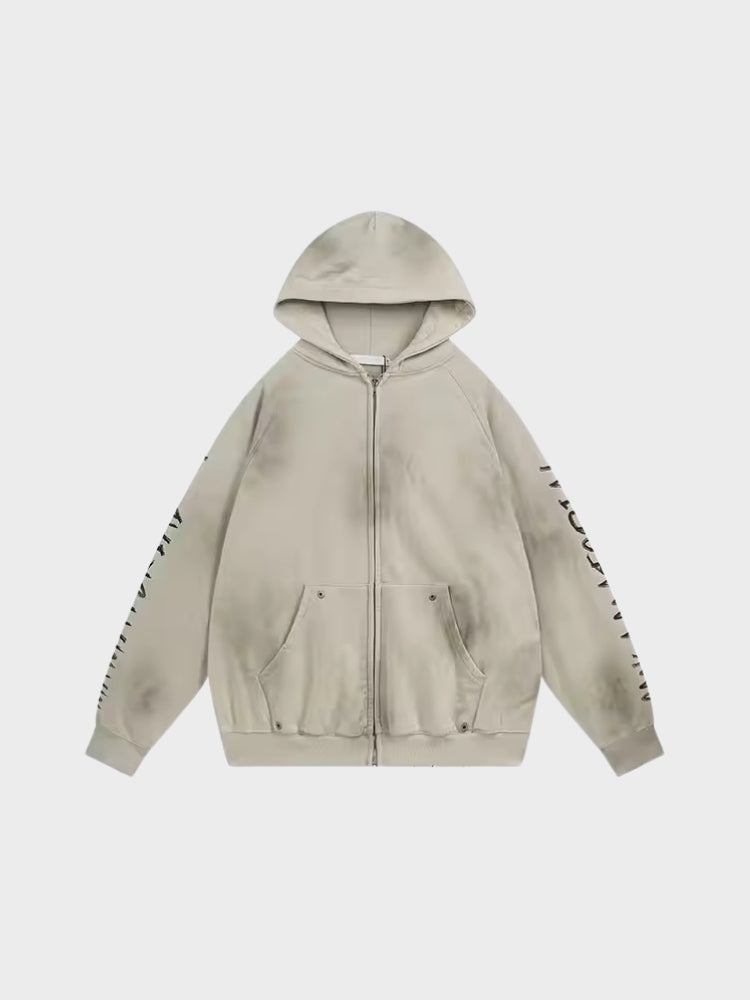 DCRB Distressed Material Zip-Up
