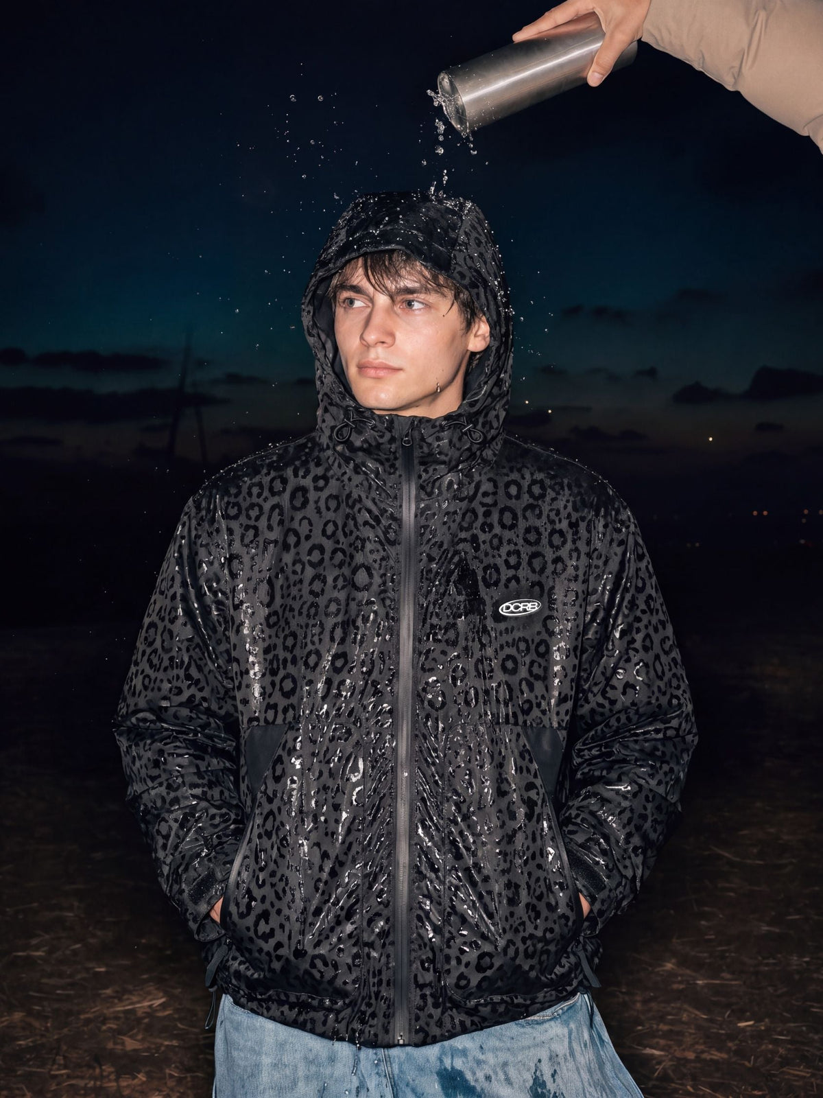 DCRB Pink Water Reactive Cheetah Rain Jacket
