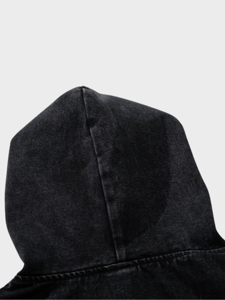 DCRB Toggle Front Washed Denim Hoodie