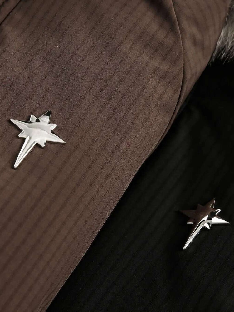 DCRB Boxy Fit Padded Coat with Fur Hoodie