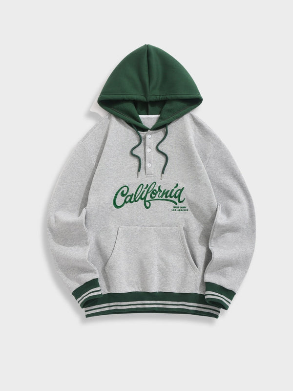 California Grey Button Hoodie