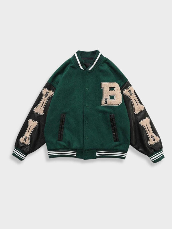 Vintage Varsity Jacket Bone Green