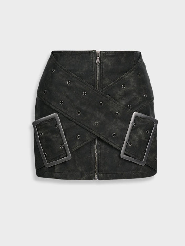 High Waist Metal Buckle Shorts