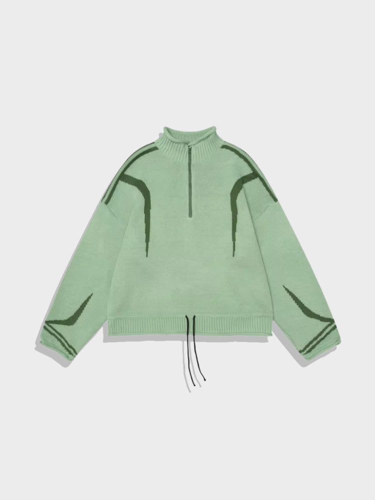 Y2K Winter Half Zip Up Sweater